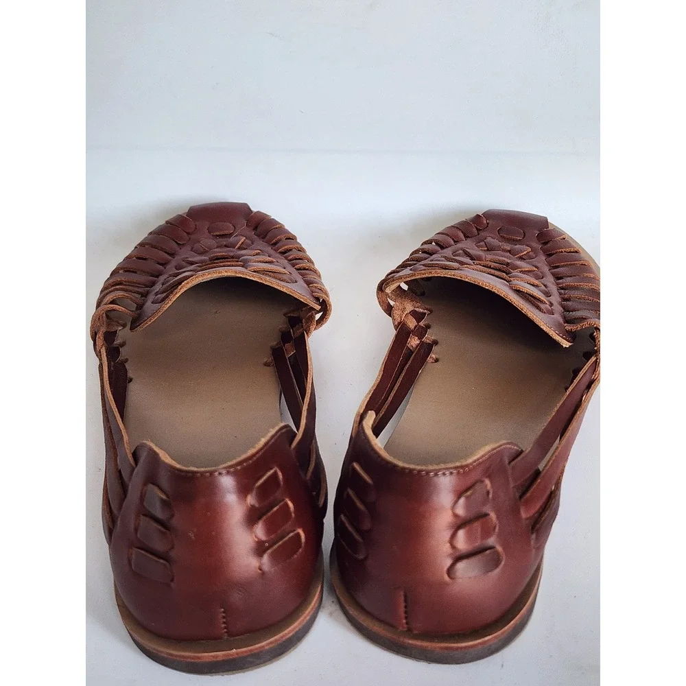 Nisolo Huarache Sandals Brandy Brown Woven Leather Flats Shoes Womens 10